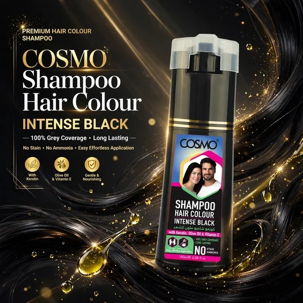 Cosmo Hair Color Intense Black bottle available in Pakistan