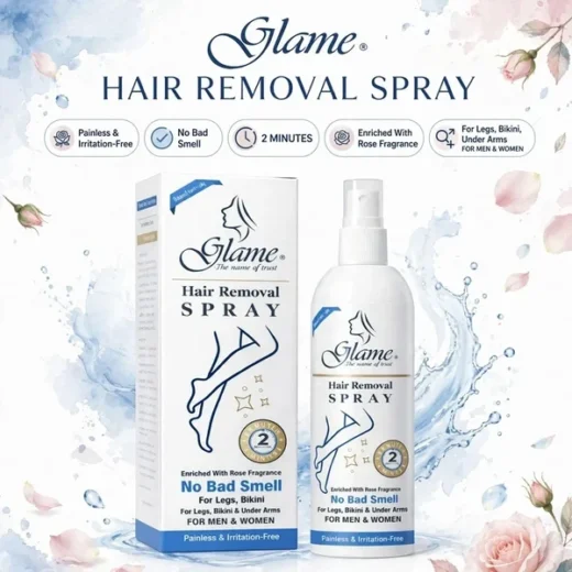 Glame Hair Removal Spray bottle for gentle body hair removal and smooth skin care in Pakistan