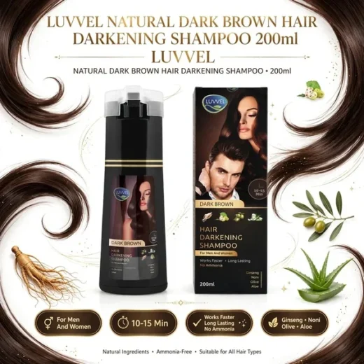 Luvvel Hair Darkening Shampoo Dark Brown bottle for hair color in Pakistan