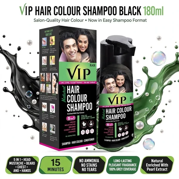 Vip Hair Color Shampoo Black 180ml in Pakistan