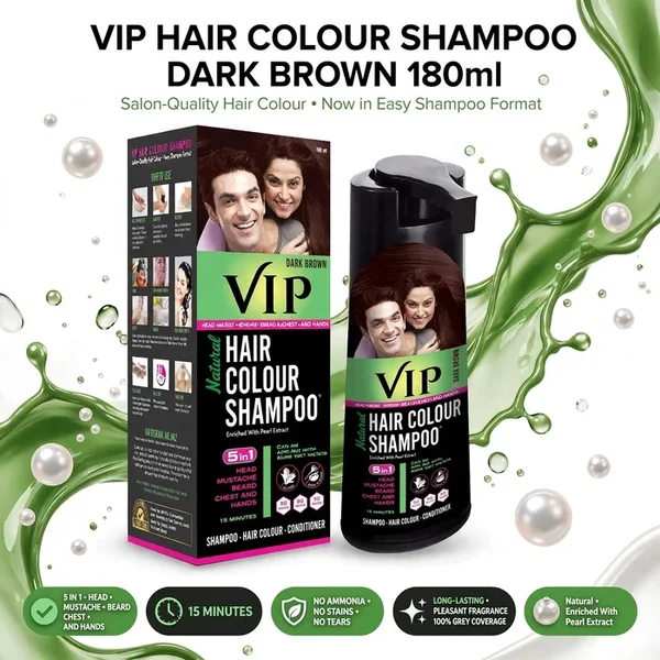 Vip Hair Color Shampoo Dark Brown 180Ml